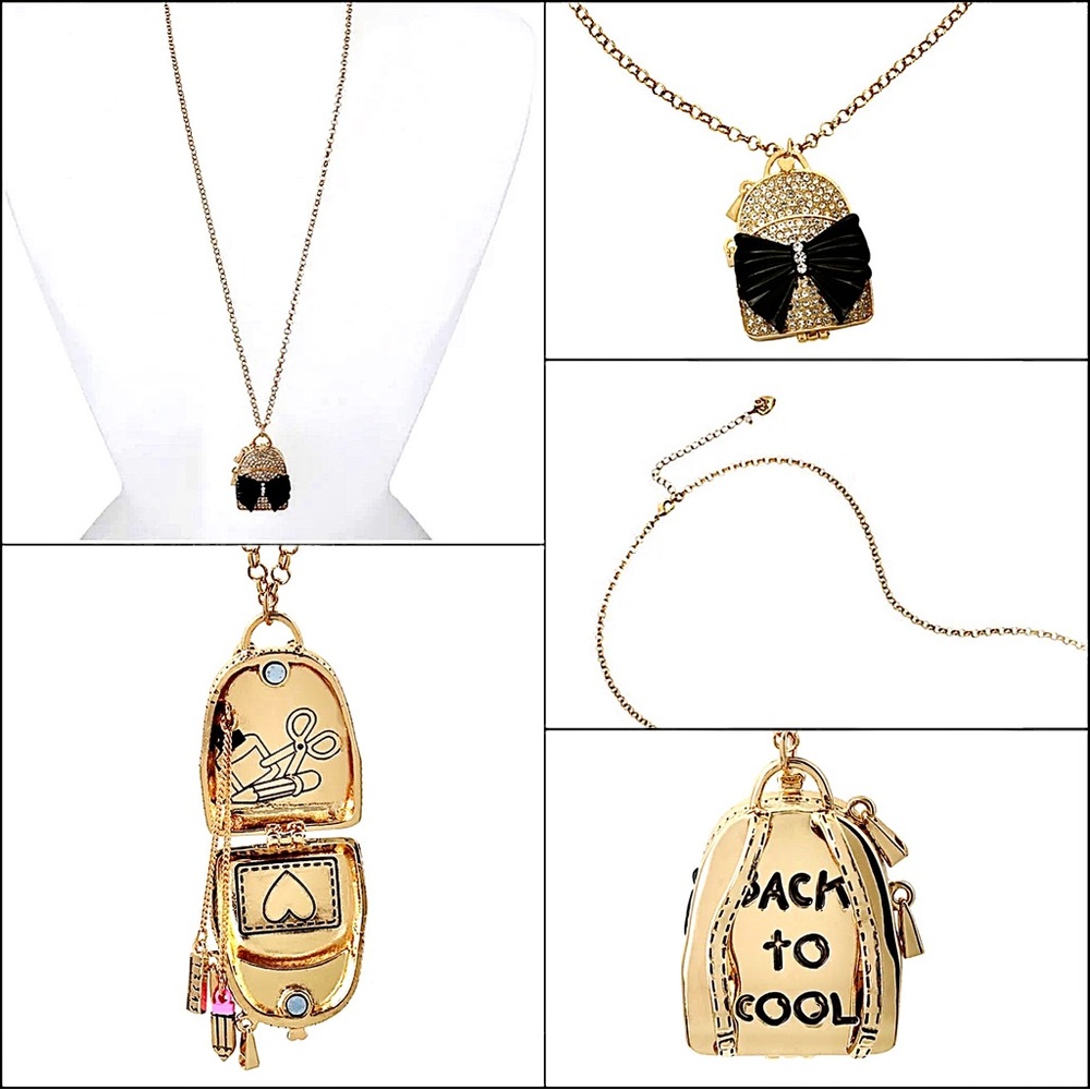 Betsey Johnson ‘Back to Cool’ Backpack Pendant Necklace That Opens  NWT/HTF!